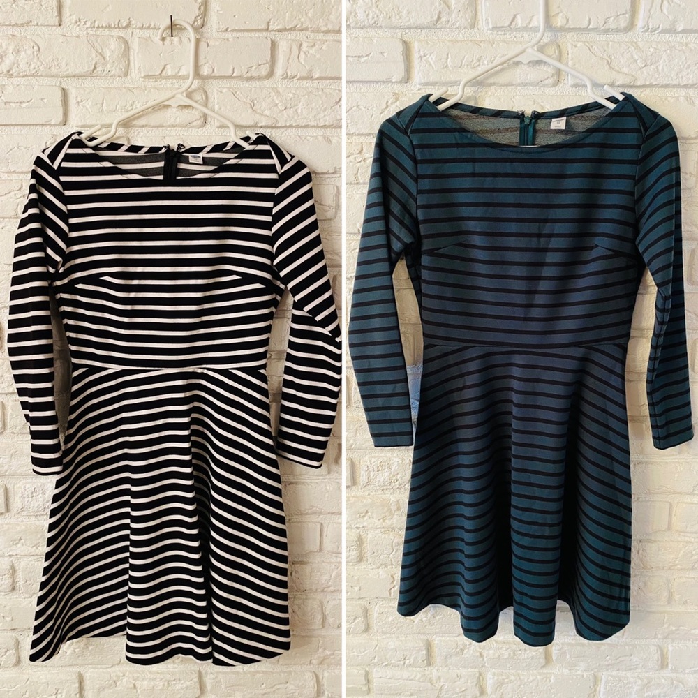 TWO Stretch A-Line Dresses | 3/4 Sleeves | XS